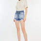 Kancan High Rise Frayed Hem Denim Shorts