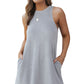 Gray Crisscross Cut-out Back Knit Sleeveless Dress