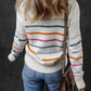 Striped Round Neck Dropped Shoulder Sweater