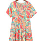 Abstract Geometric Print Tassel Tie Flared Dress