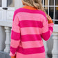 Contrast Striped Round Neck Sweater