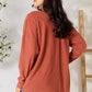 BOMBOM Drop Shoulder Long Sleeve Blouse with Pockets