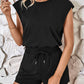 Cutout Round Neck Cap Sleeve Romper