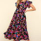 Haptics Ruffled Printed Round Neck Cap Sleeve Dress