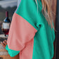 Color Block Round Neck Long Sleeve Sweatshirt