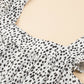 Leopard Colorblock Swiss Dot Flutter Sleeve Square Neck Mini Dress