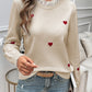 Lace Detail Heart Long Sleeve Sweater