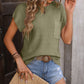 Pocketed Round Neck Cap Sleeve Sweater