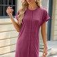 Heathered Round Neck Short Sleeve Dress