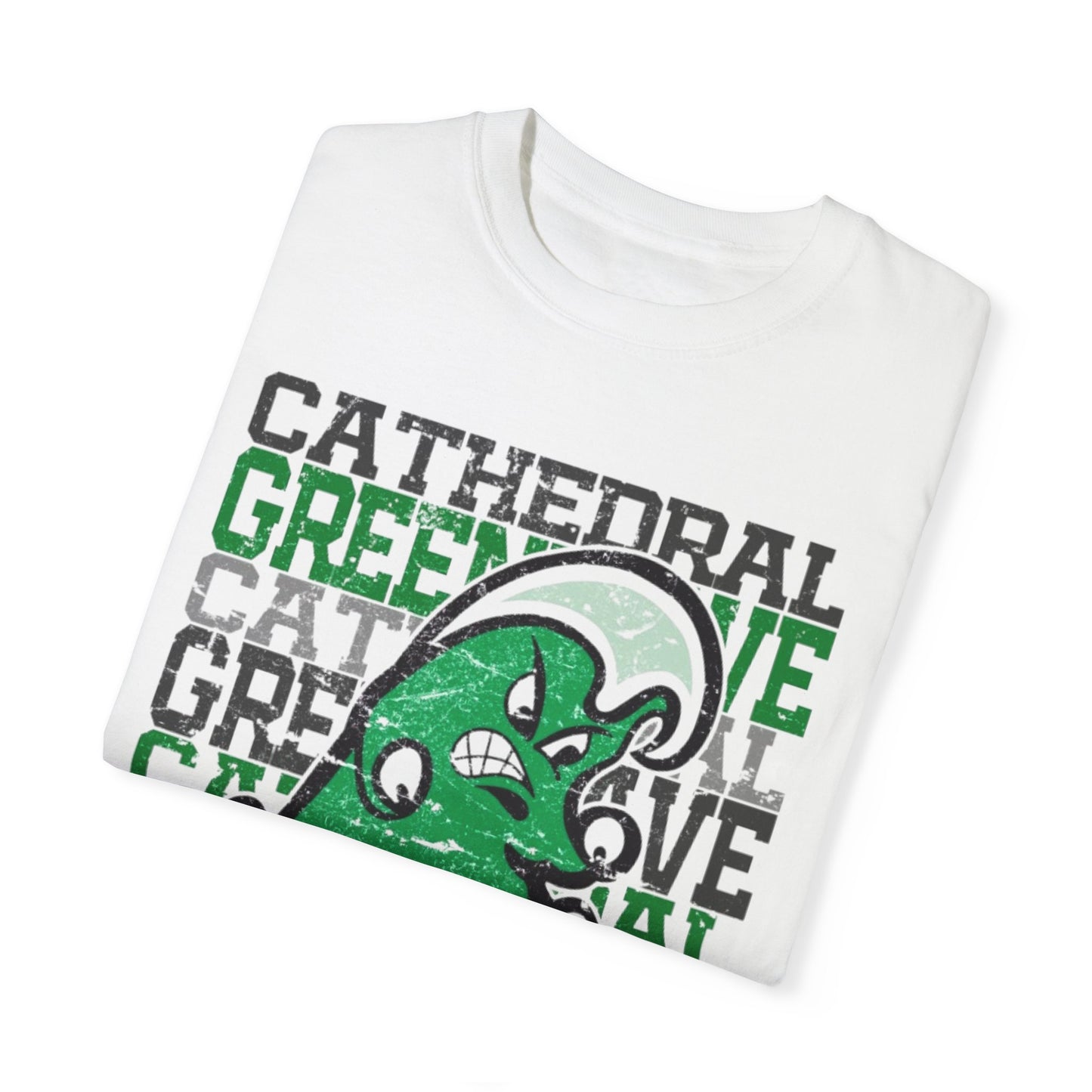 Cathedral GreenWave Stacked with Mascot - CC Adult Short-sleeve