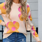 Flower Round Neck Long Sleeve Sweater