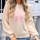 Bow Graphic Round Neck Long Sleeve Sweater