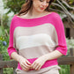 Color Block Boat Neck Half Sleeve Knit Top