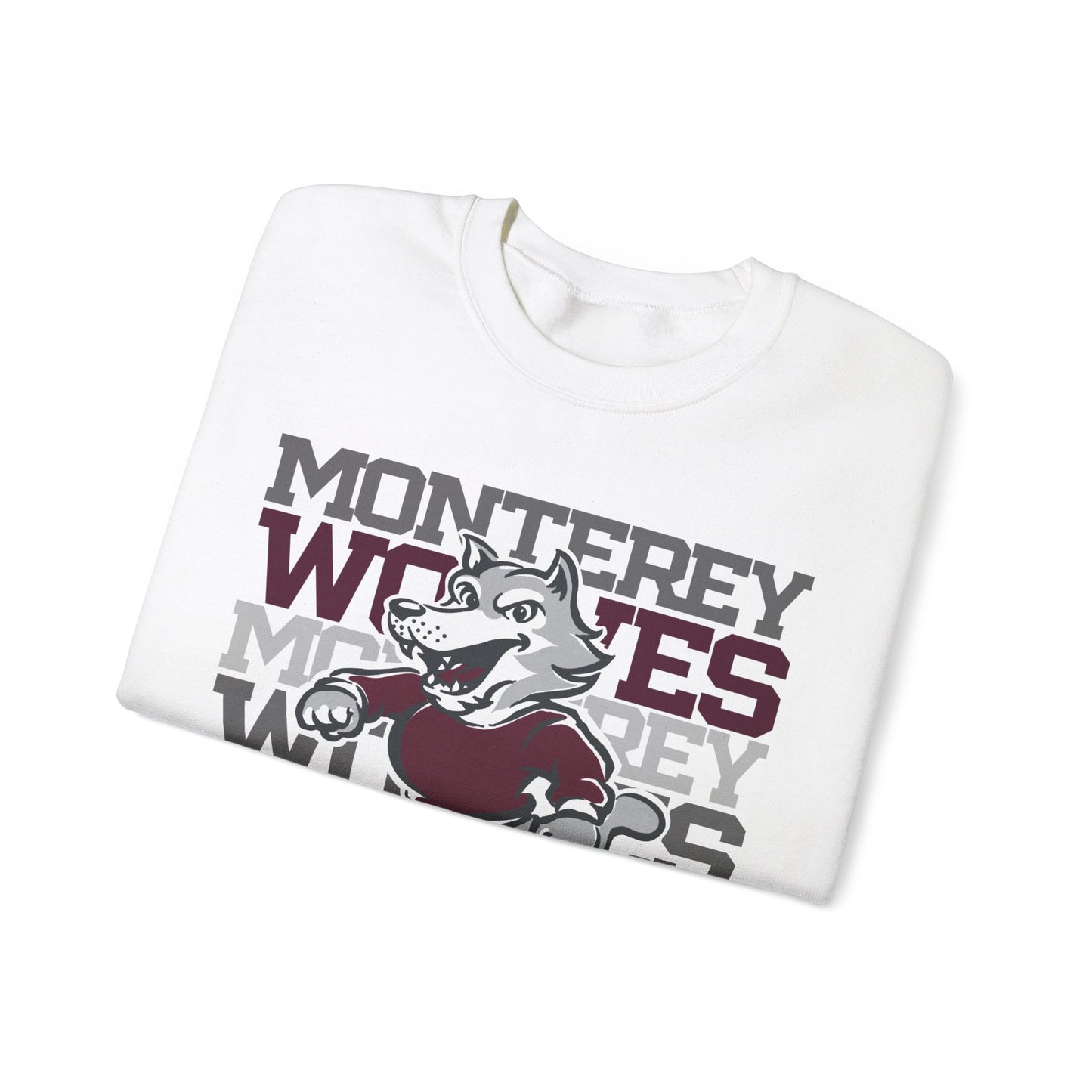 Monterey Wolves Stacked w/ Mascot - Gildan Adult Sweatshirt