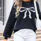 Bow Graphic Round Neck Long Sleeve Sweater