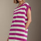 Striped Round Neck Cap Sleeve Dress