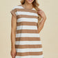 Basic Bae Full Size Striped Round Neck Cap Sleeve Mini Dress