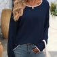 Contrast Trim Round Neck Long Sleeve Sweater