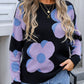 Flower Round Neck Long Sleeve Sweater