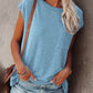 Full Size Round Neck Cap Sleeve T-Shirt