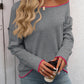 Contrast Trim Round Neck Long Sleeve Sweater