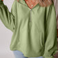 Pocketed Half Zip Dropped Shoulder Hoodie