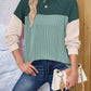 Color Block Round Neck Long Sleeve Sweatshirt