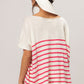 BiBi V Neck Striped Short Sleeve Top