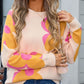 Flower Round Neck Long Sleeve Sweater