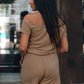 Single Shoulder Short Sleeve Romper