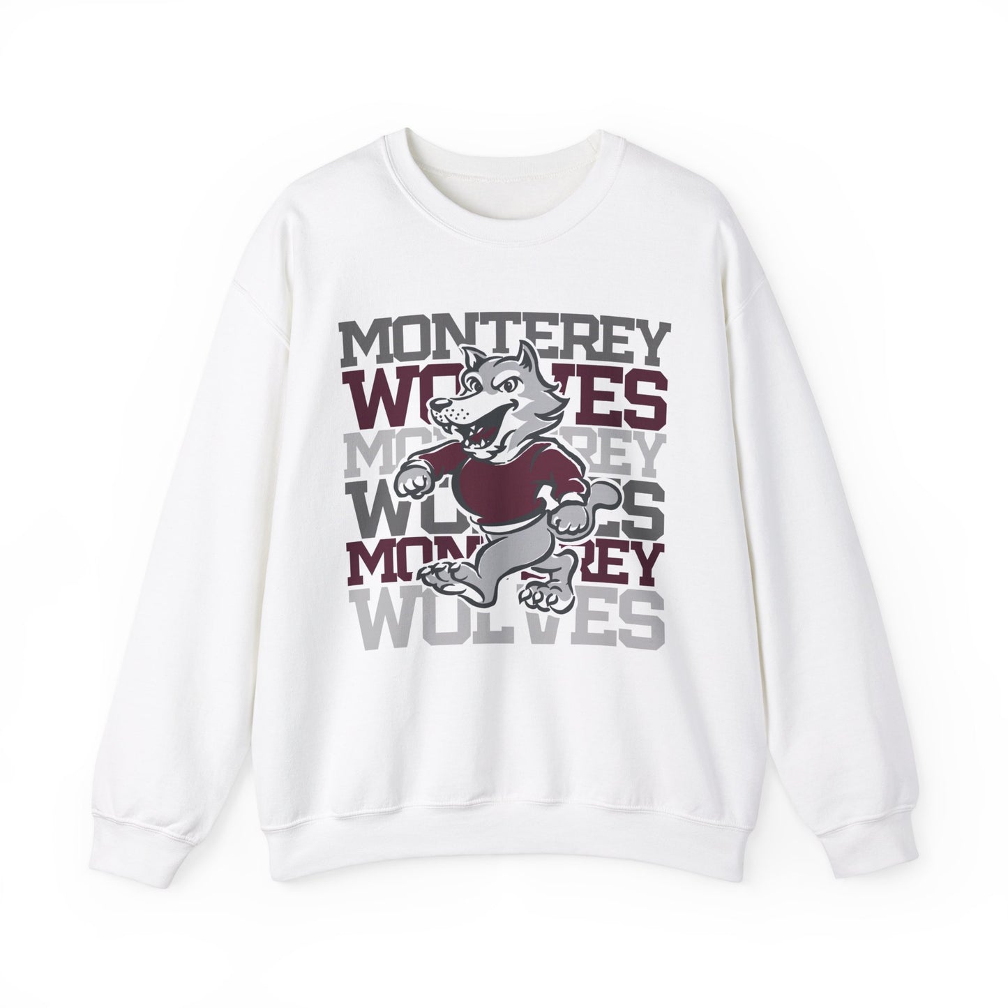 Monterey Wolves Stacked w/ Mascot - Gildan Adult Sweatshirt