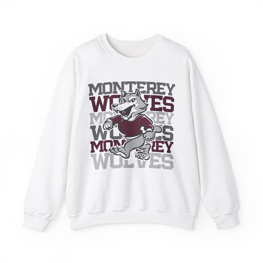 Monterey Wolves Stacked w/ Mascot - Gildan Adult Sweatshirt