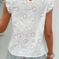 Eyelet Round Neck Cap Sleeve Blouse