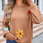 Crochet Flower Round Neck Sweater