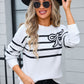 Striped Round Neck Long Sleeve Sweater