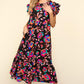 Haptics Ruffled Printed Round Neck Cap Sleeve Dress