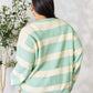 Sew In Love Full Size Contrast Striped Round Neck Sweater