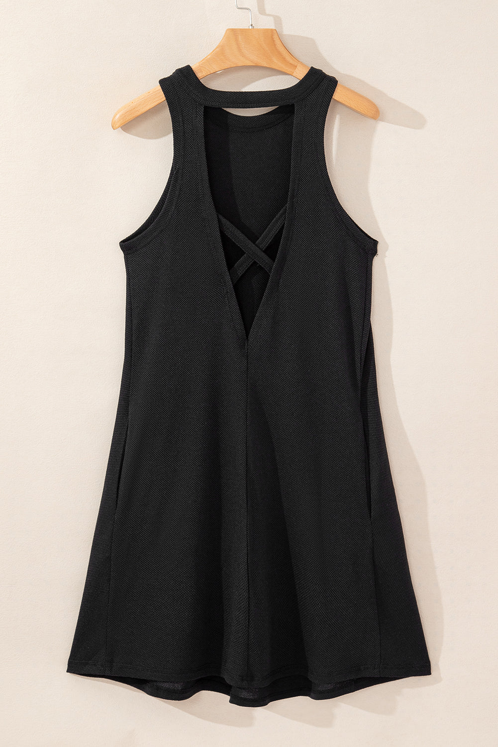 Gray Crisscross Cut-out Back Knit Sleeveless Dress