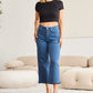 RFM Crop Chloe Full Size Tummy Control High Waist Raw Hem Jeans