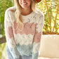 BiBi Color Block Openwork Long Sleeve Sweater