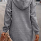 Gray Textured Kangaroo Pocket Drawstring Hooded Mini Dress