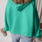 Pocketed Half Zip Dropped Shoulder Hoodie