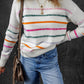 Striped Round Neck Dropped Shoulder Sweater