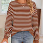 Striped Round Neck Long Sleeve Sweatshirt