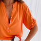 Half Button Notched Half Sleeve Blouse