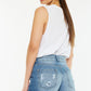 Kancan Full Size High Rise Raw Hem Denim Shorts