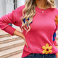 Crochet Flower Round Neck Sweater