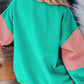 Color Block Round Neck Long Sleeve Sweatshirt