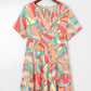 Abstract Geometric Print Tassel Tie Flared Dress