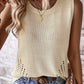 Openwork Round Neck Knit Vest